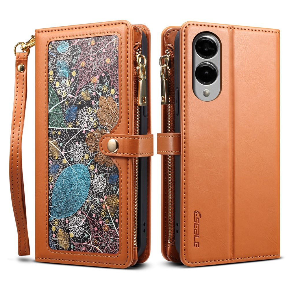 ESEBLE Galaxy Series For Samsung Galaxy S25 Edge Case Leather Zipper Phone Cover RFID Blocking