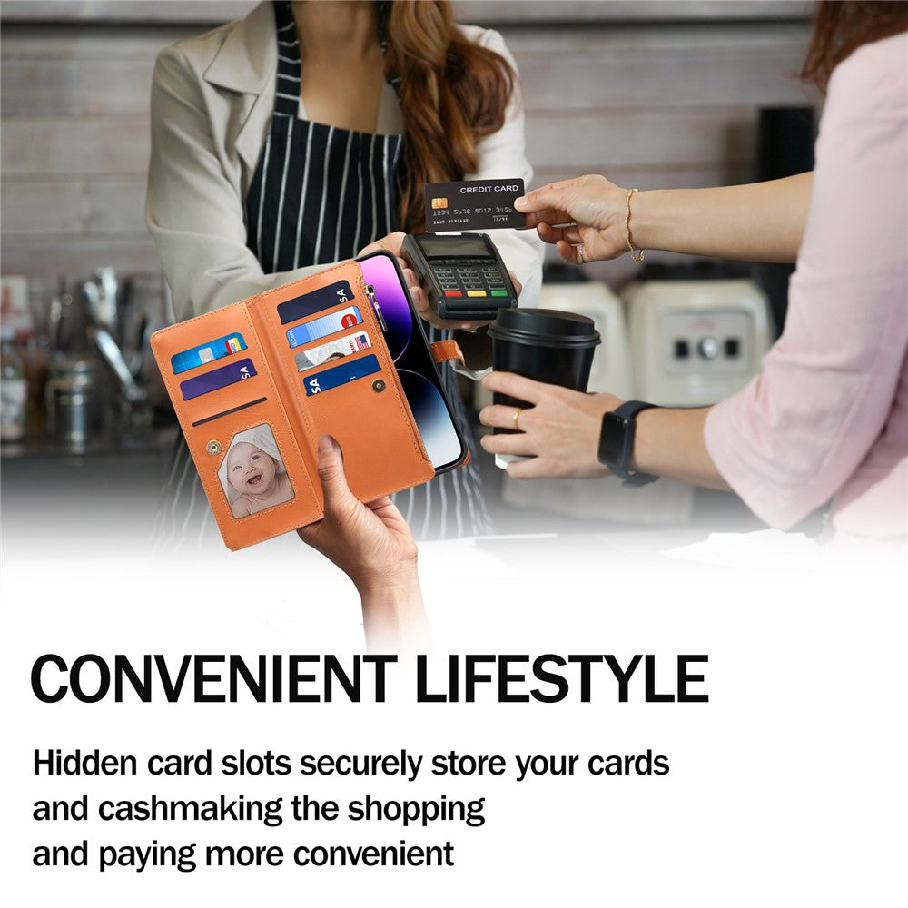 ESEBLE Galaxy Series For Samsung Galaxy S25 Edge Case Leather Zipper Phone Cover RFID Blocking