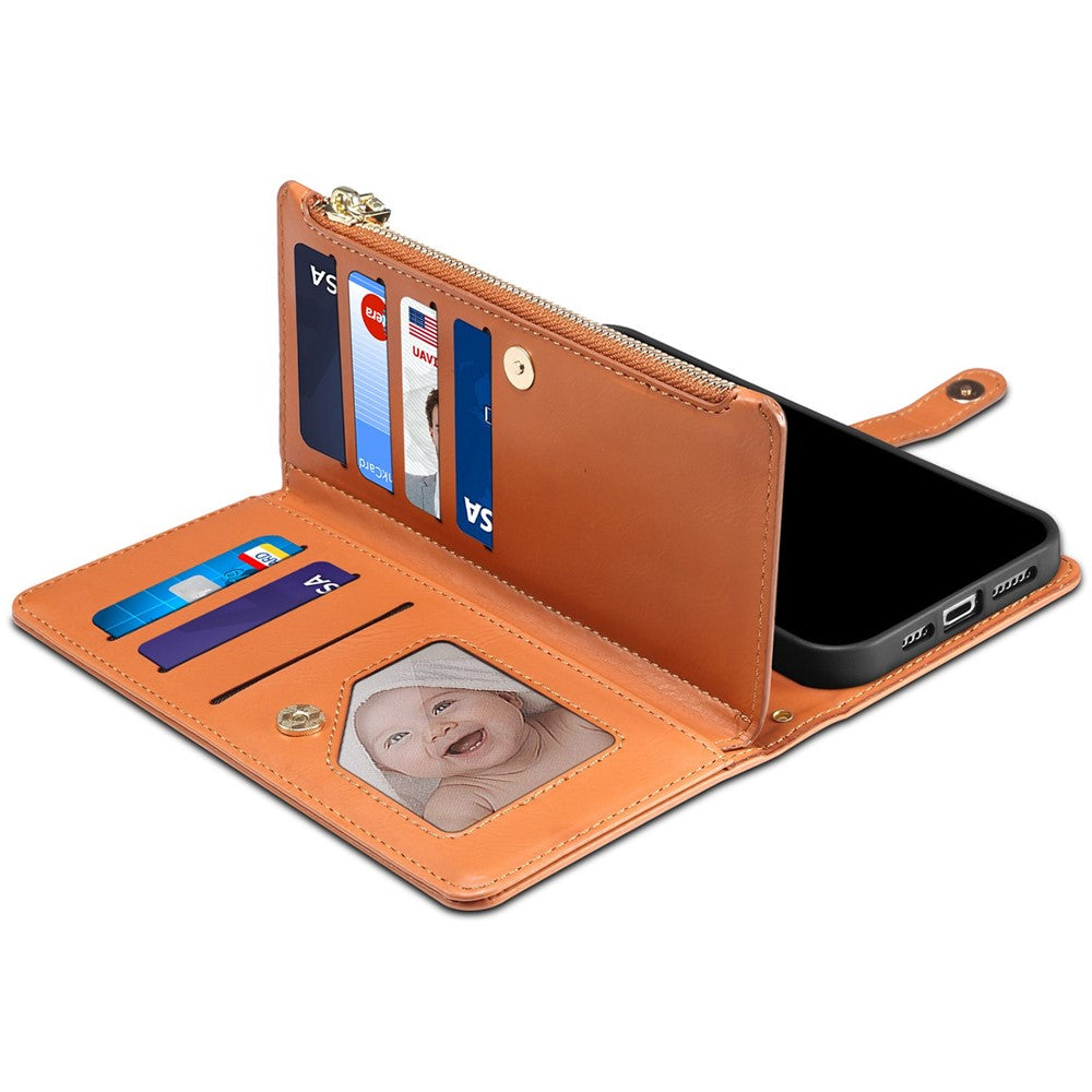 ESEBLE Galaxy Series For Samsung Galaxy S25 Edge Case Leather Zipper Phone Cover RFID Blocking
