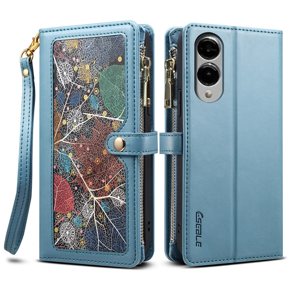 ESEBLE Galaxy Series For Samsung Galaxy S25 Edge Case Leather Zipper Phone Cover RFID Blocking