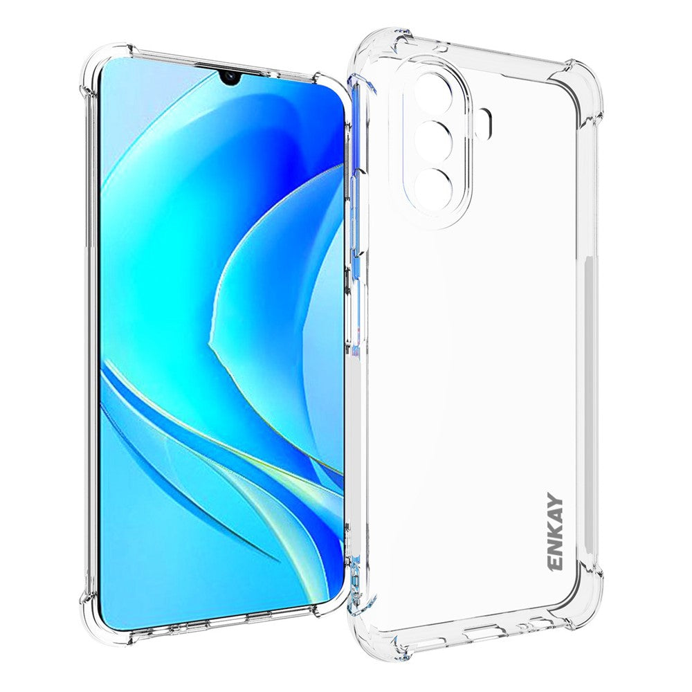 ENKAY HAT PRINCE För Huawei Enjoy 50 4G / Nova Y70 Plus 4G Förstärkta Hörn TPU-skal Halkfri Kantremsa Fallsäkert mobilskydd