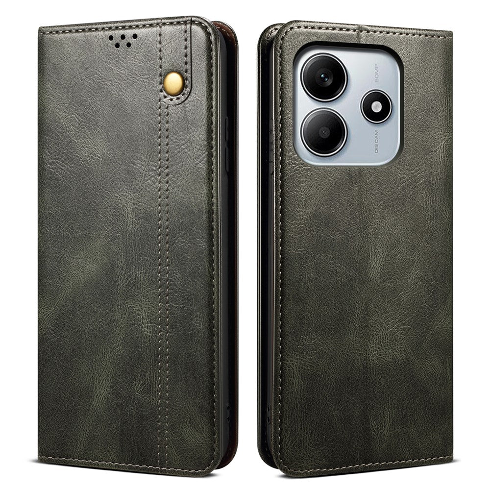For Xiaomi Redmi Note 14 4G (163.25mm) Case Crazy Horse Texture Waxy Leather Wallet Stand Phone Cover