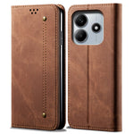 For Xiaomi Redmi Note 14 4G (163.25mm) Case Jeans Cloth Texture Anti-Scratch Leather Stand Phone Cover