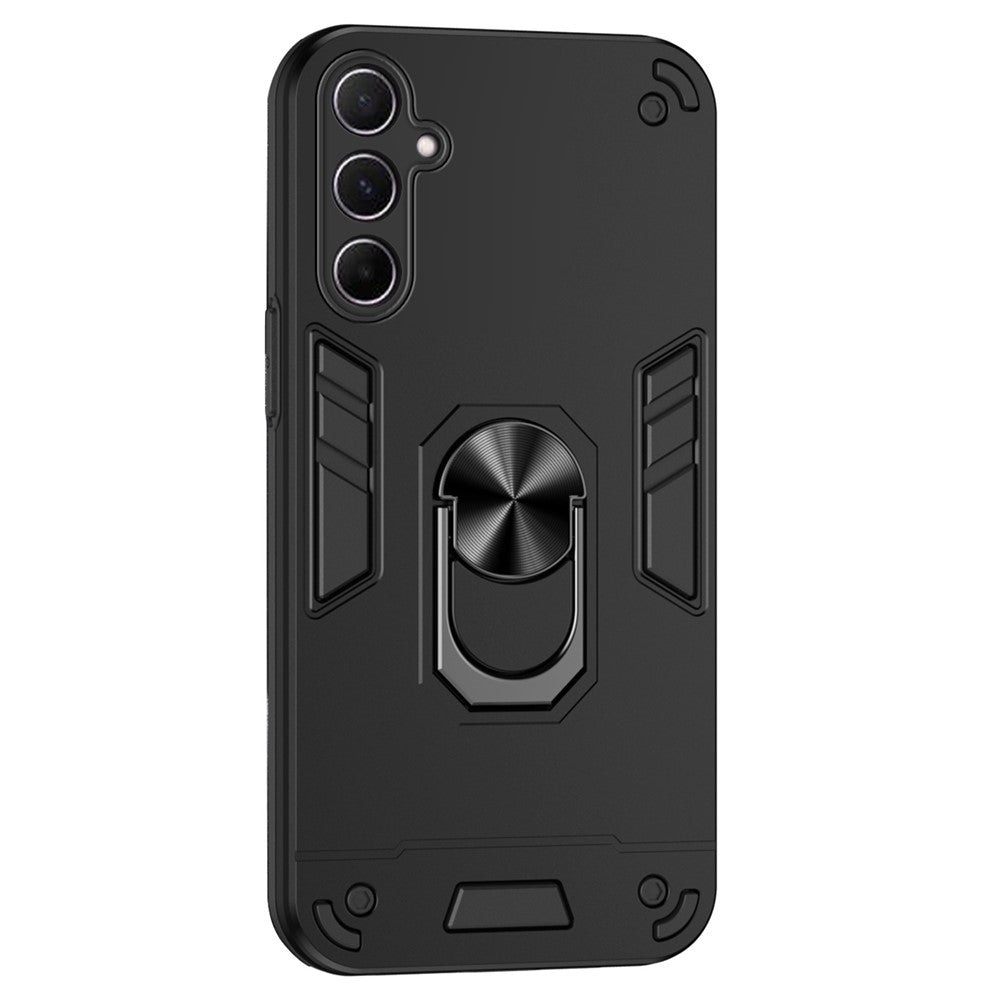 Til Samsung Galaxy A56 5G Cover PC+TPU Faldsikrings Telefoncover med Ringstativ