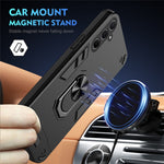 Til Samsung Galaxy A56 5G Cover PC+TPU Faldsikrings Telefoncover med Ringstativ