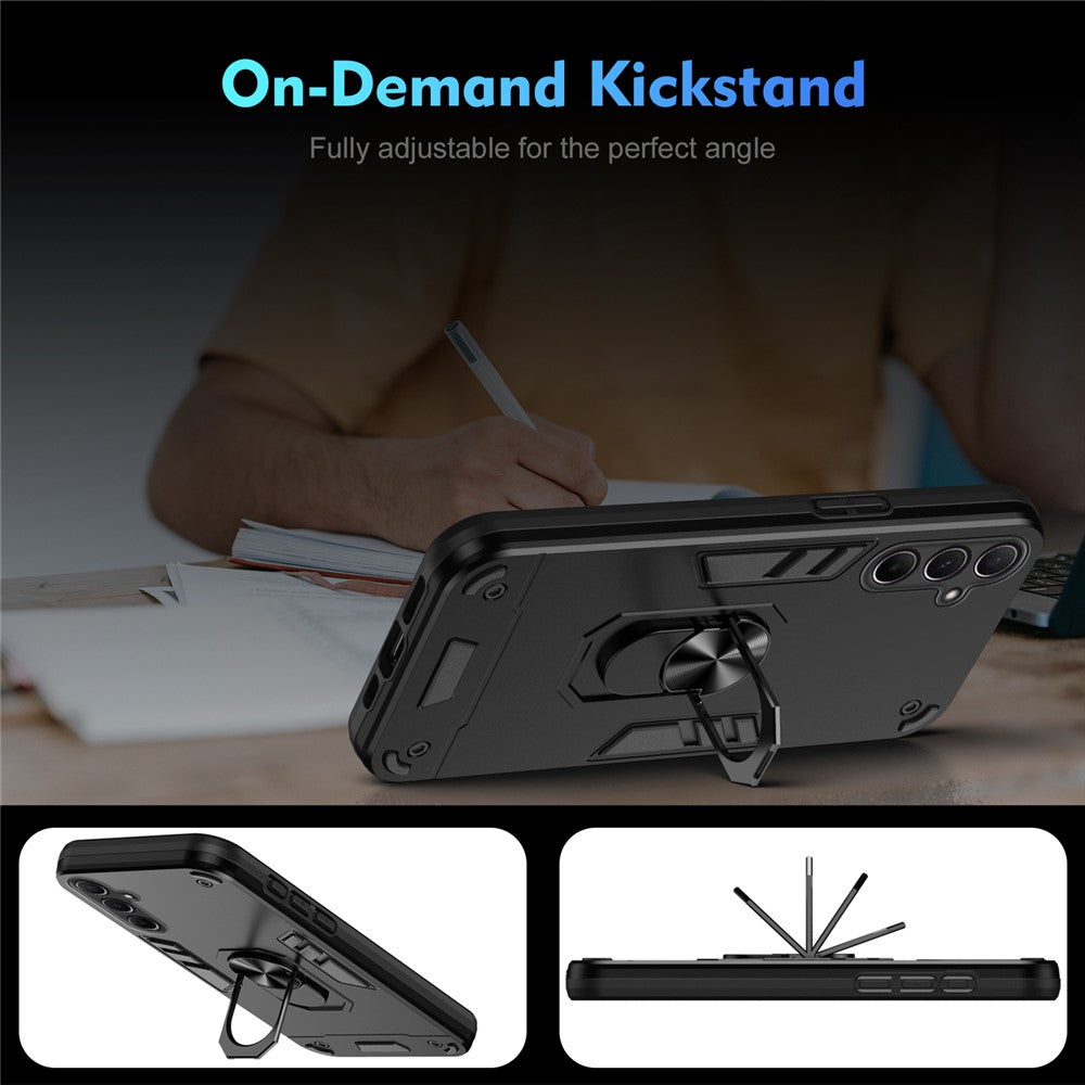 Til Samsung Galaxy A56 5G Cover PC+TPU Faldsikrings Telefoncover med Ringstativ
