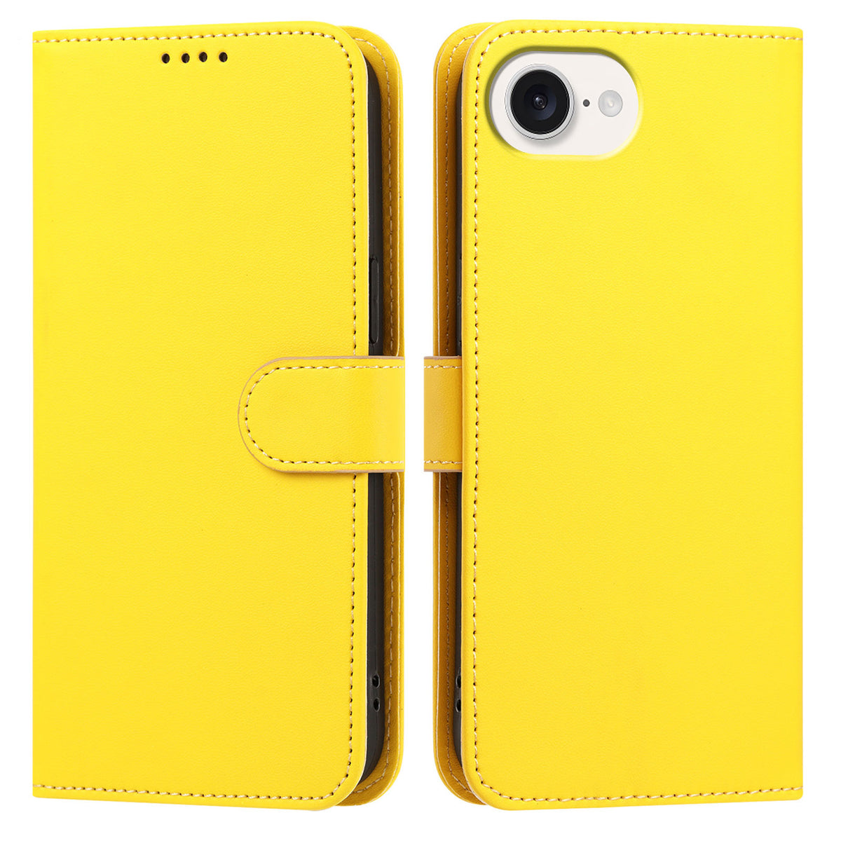 For iPhone 17th / 16th Leather Case Wallet Stand Solid Color Anti-Drop Phone Cover