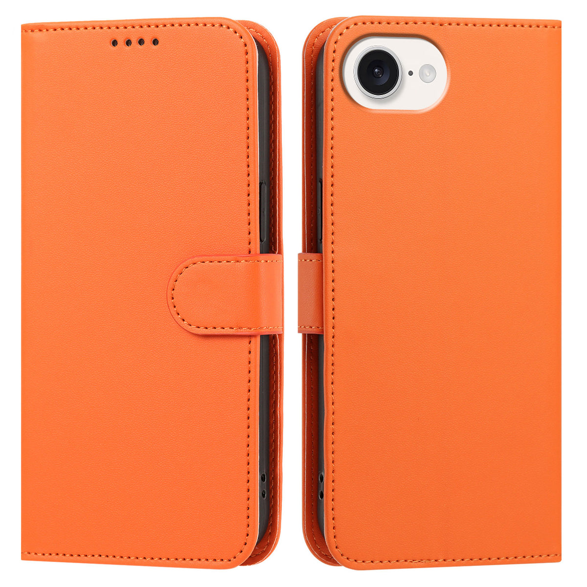 For iPhone 17th / 16th Leather Case Wallet Stand Solid Color Anti-Drop Phone Cover