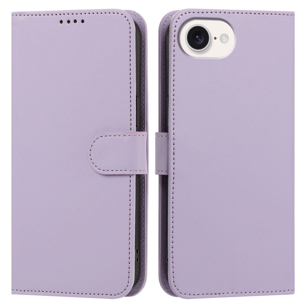 For iPhone 17th / 16th Leather Case Wallet Stand Solid Color Anti-Drop Phone Cover