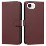 For iPhone 17th / 16th Leather Case Wallet Stand Solid Color Anti-Drop Phone Cover