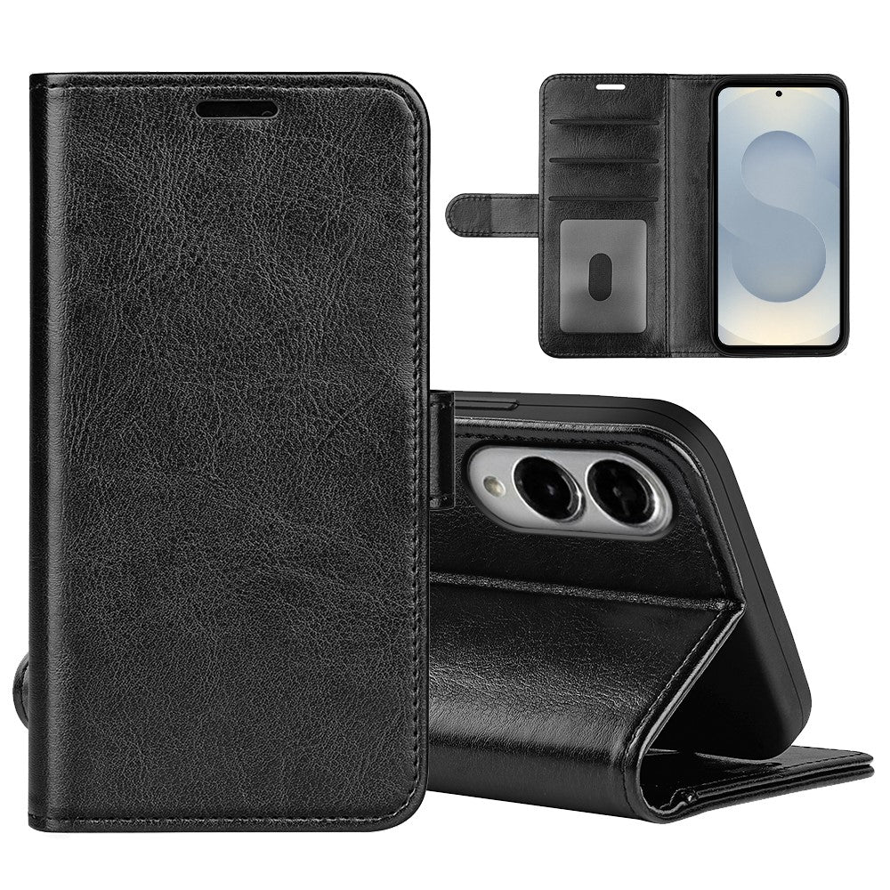 For Samsung Galaxy S25 Edge Case Crazy Horse Texture Stand Leather Phone Cover