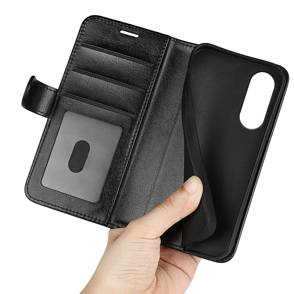 For Samsung Galaxy S25 Edge Case Crazy Horse Texture Stand Leather Phone Cover