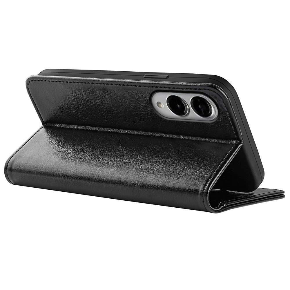 For Samsung Galaxy S25 Edge Case Crazy Horse Texture Stand Leather Phone Cover