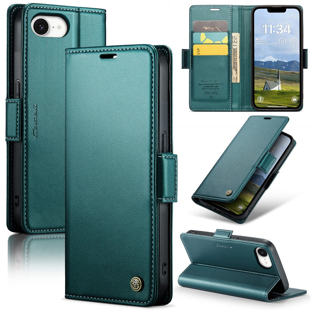 CASEME For iPhone 17e / 16e Leather Case 023 RFID Blocking 3 Card Slot Mobile Cover