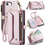 CASEME For iPhone 17e / 16e Leather Case  C36 Zipper Multiple Card Slots Phone Cover with Straps
