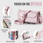 CASEME For iPhone 17e / 16e Leather Case  C36 Zipper Multiple Card Slots Phone Cover with Straps