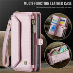 CASEME For iPhone 17e / 16e Leather Case  C36 Zipper Multiple Card Slots Phone Cover with Straps