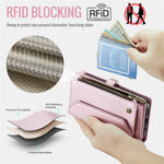 CASEME For iPhone 17e / 16e Leather Case  C36 Zipper Multiple Card Slots Phone Cover with Straps