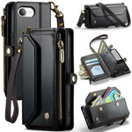 CASEME For iPhone 17e / 16e Leather Case  C36 Zipper Multiple Card Slots Phone Cover with Straps