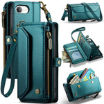 CASEME For iPhone 17e / 16e Leather Case  C36 Zipper Multiple Card Slots Phone Cover with Straps
