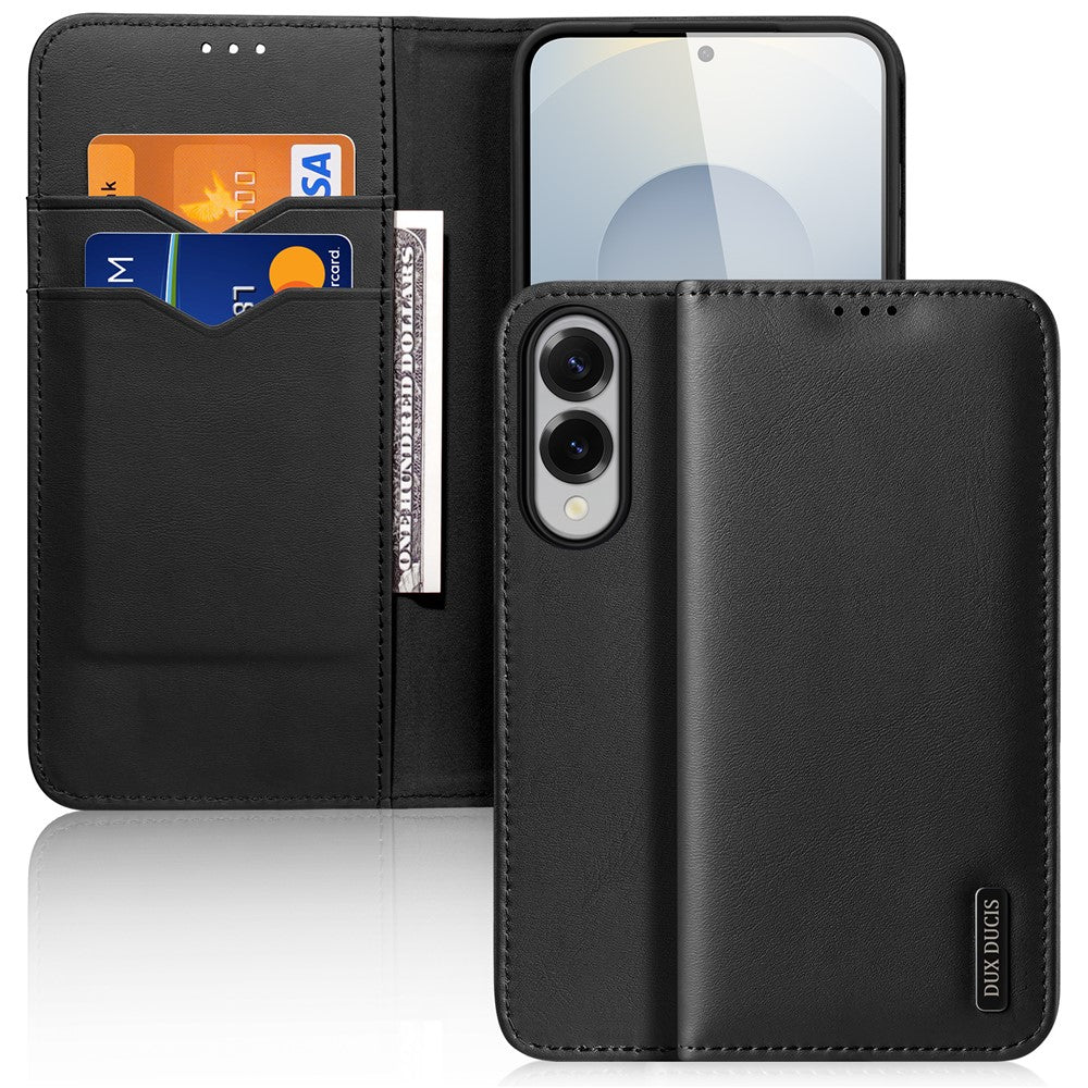 DUX DUCIS For Samsung Galaxy S25 Edge Case Hivo Series Cowhide Leather RFID Blocking Wallet Stand Flip Phone Cover