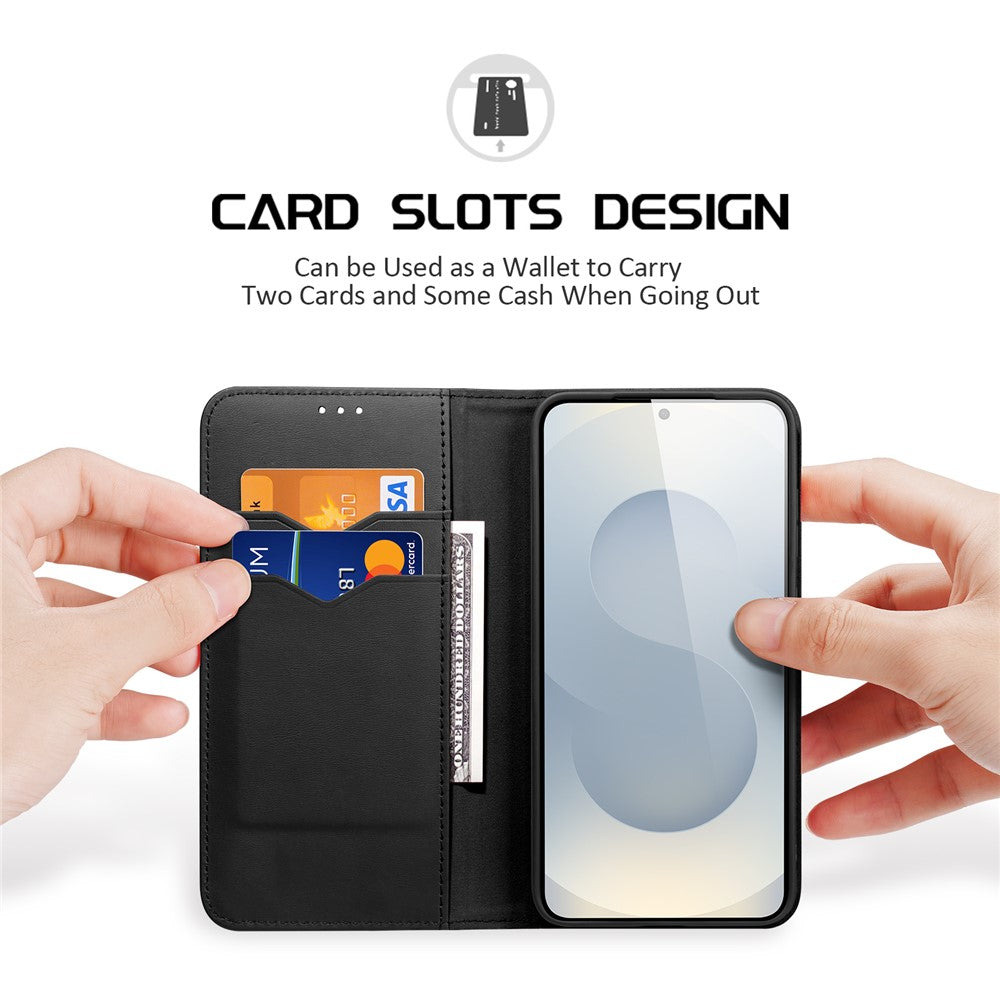 DUX DUCIS For Samsung Galaxy S25 Edge Case Hivo Series Cowhide Leather RFID Blocking Wallet Stand Flip Phone Cover