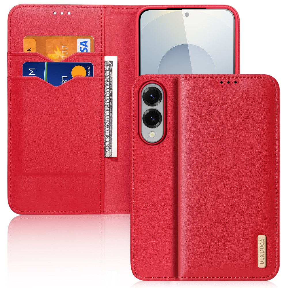 DUX DUCIS For Samsung Galaxy S25 Edge Case Hivo Series Cowhide Leather RFID Blocking Wallet Stand Flip Phone Cover