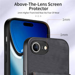 iPhone 17e / 16e Läderskal med Korthållare & Ställ - Svart
