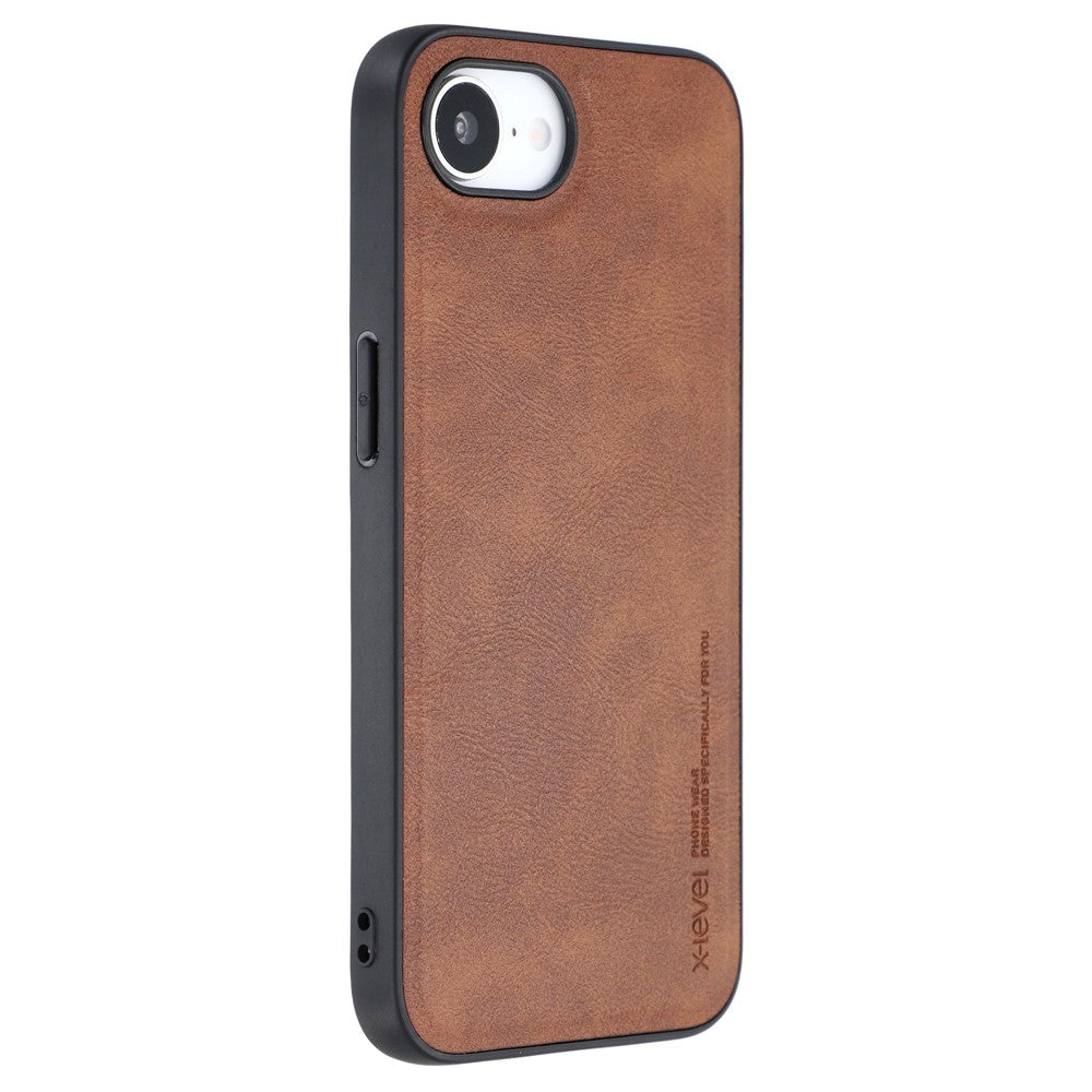X-LEVEL Bojue-3 Series For iPhone 17e / 16e Case Leather Coated PC+TPU Phone Back Cover