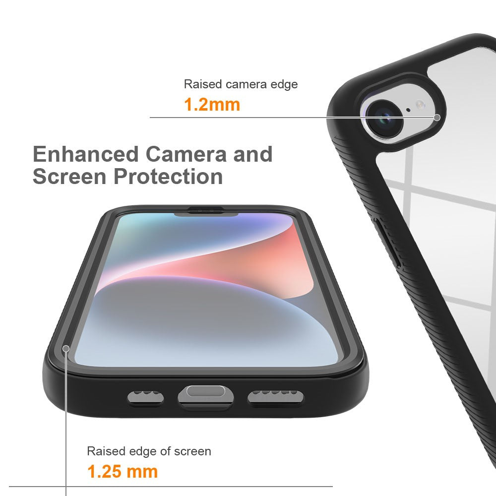 For iPhone 17e / 16e Case PC + TPU Phone Clear Back Cover with PET Screen Film