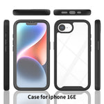 For iPhone 17e / 16e Case PC + TPU Phone Clear Back Cover with PET Screen Film