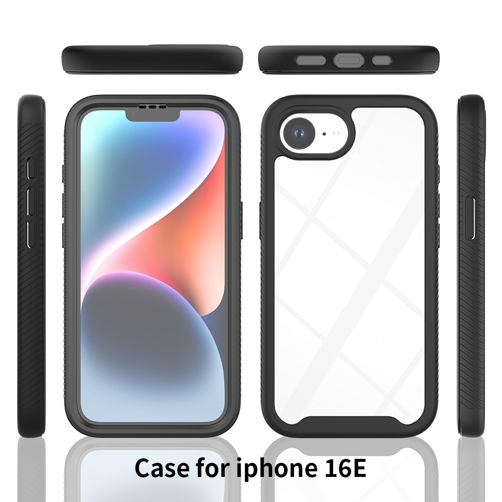 For iPhone 17e / 16e Case PC + TPU Phone Clear Back Cover with PET Screen Film