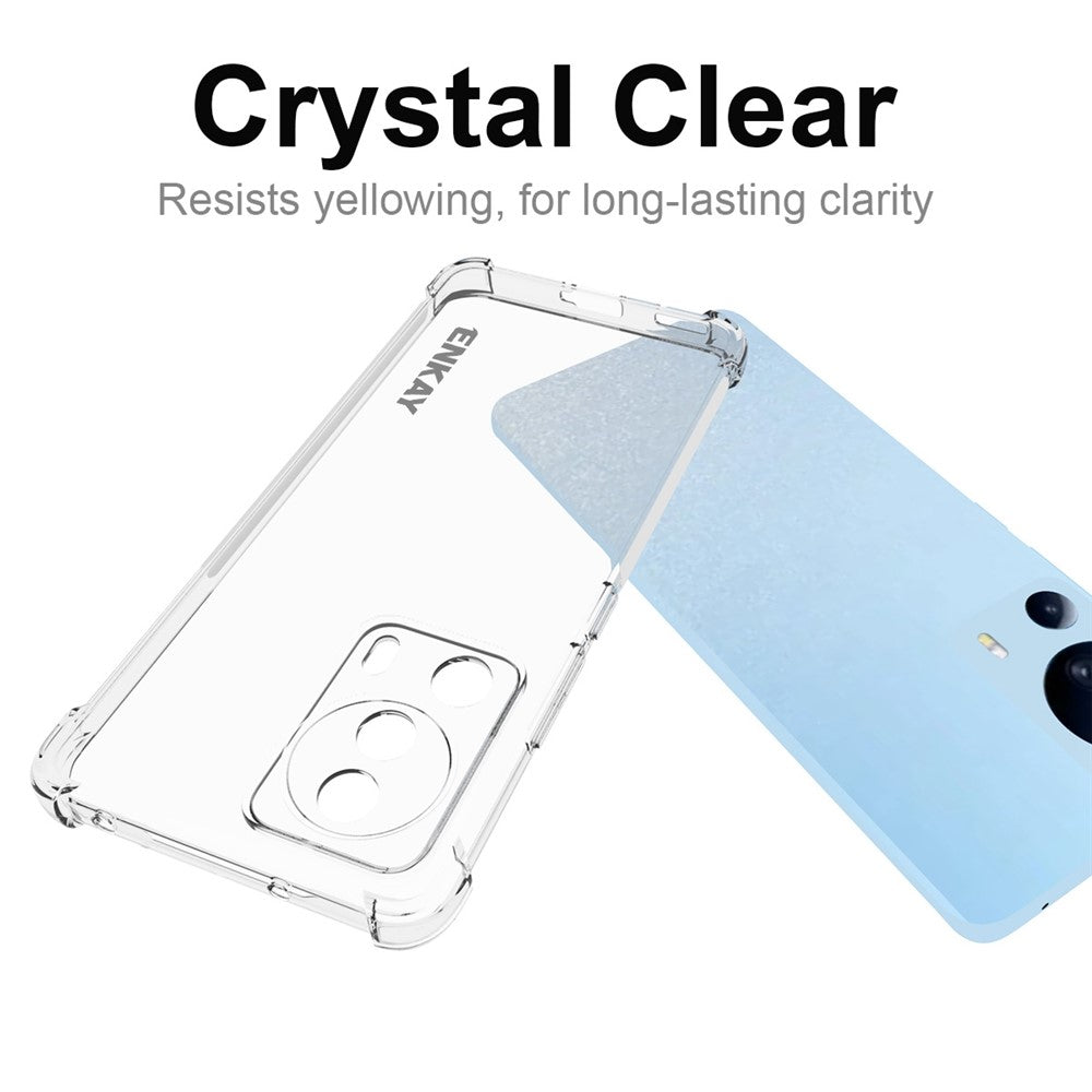 ENKAY HAT PRINCE För Xiaomi 13 Lite / Civi 2 5G Mjukt TPU Stötdämpande Hörn mobilskal Halkfri Randig Kant Transparent Skydd