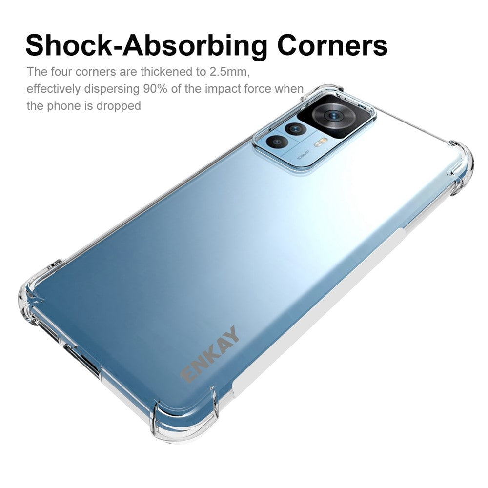 ENKAY HAT PRINCE För Xiaomi Redmi K50 Ultra 5G / 12T 5G Mjukt TPU Luftbuffert Genomskinligt mobilskal Halkfri Randig Kant Stötsäkert Skal