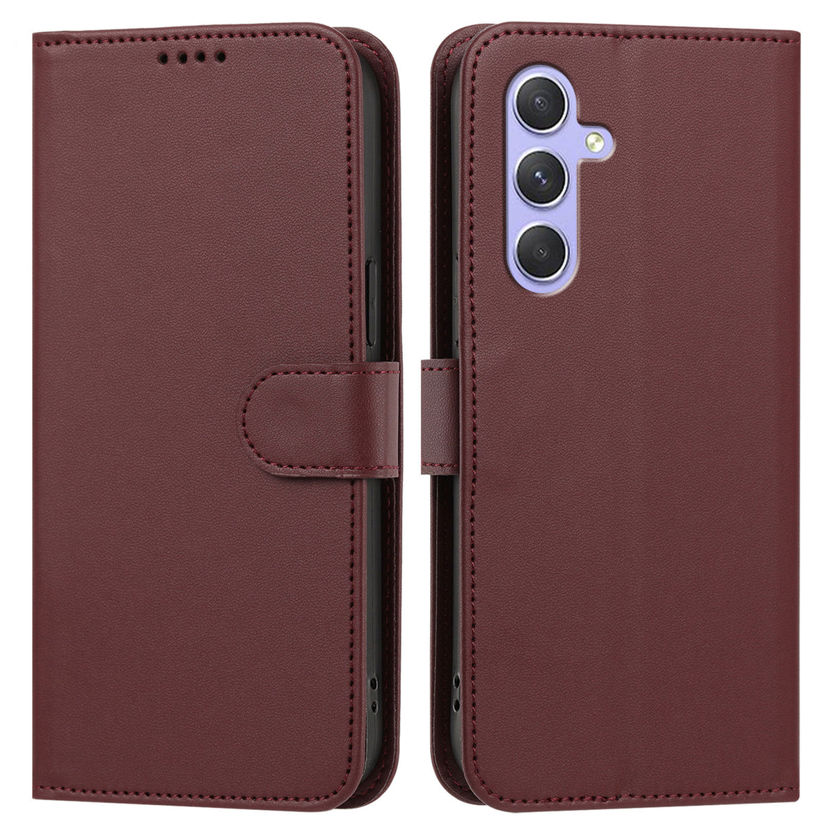 Samsung Galaxy A55 5G Läderfodral Plånboksfodral Enfärgat Fallskyddande mobilskal