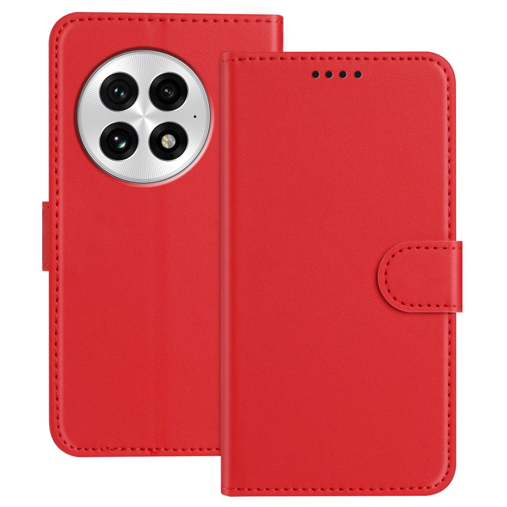 For OnePlus 13 Leather Case Wallet Stand Solid Color Anti Drop Phone Cover