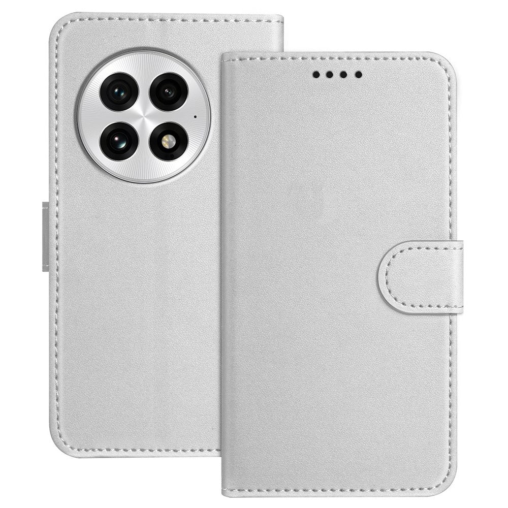 For OnePlus 13 Leather Case Wallet Stand Solid Color Anti Drop Phone Cover
