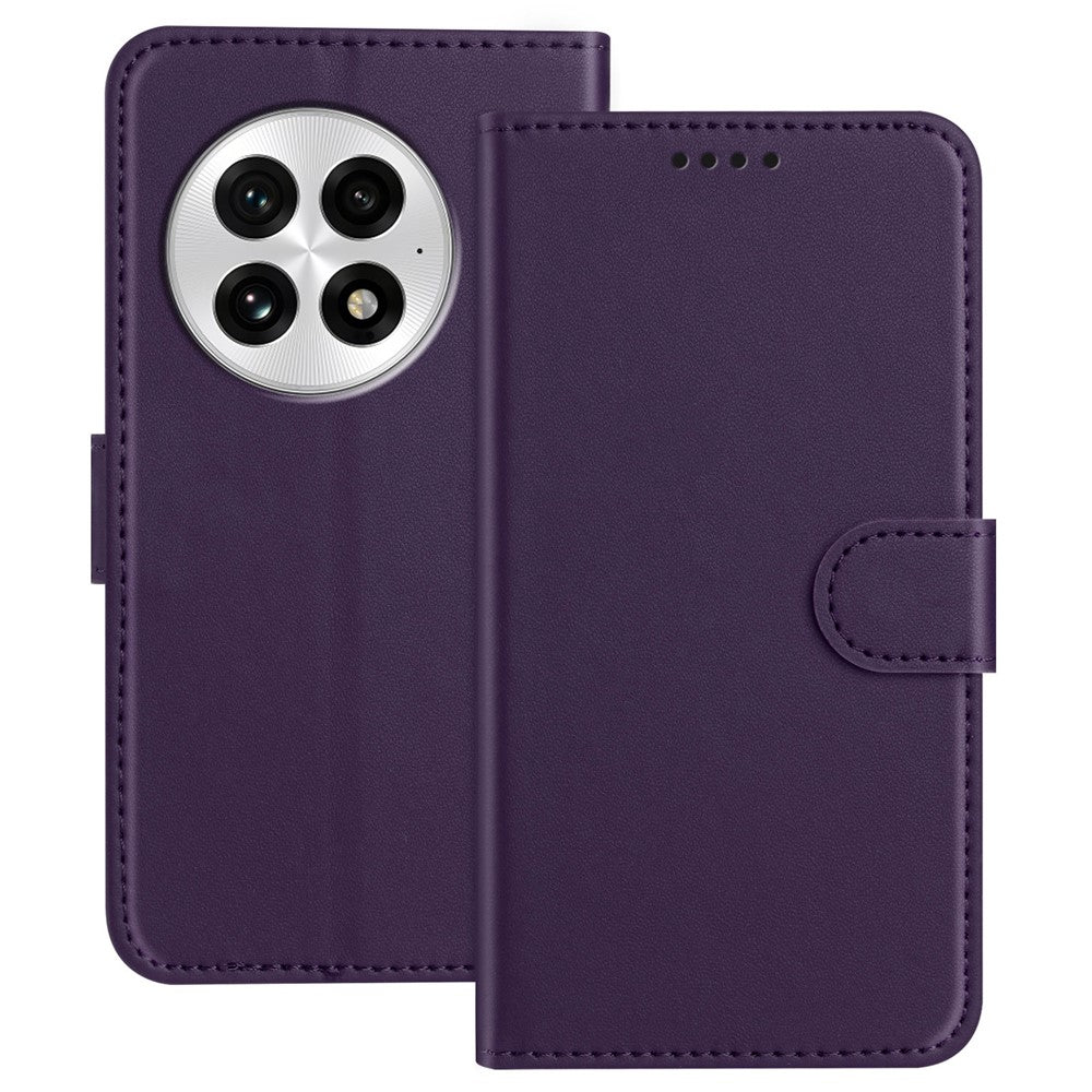 For OnePlus 13 Leather Case Wallet Stand Solid Color Anti Drop Phone Cover
