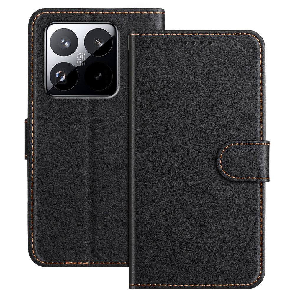 For Xiaomi 15 Pro Leather Case Wallet Stand Solid Color Anti Drop Phone Cover