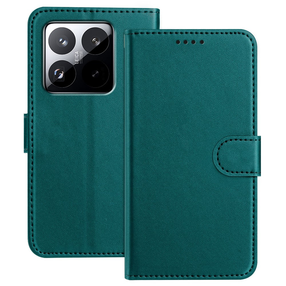For Xiaomi 15 Pro Leather Case Wallet Stand Solid Color Anti Drop Phone Cover