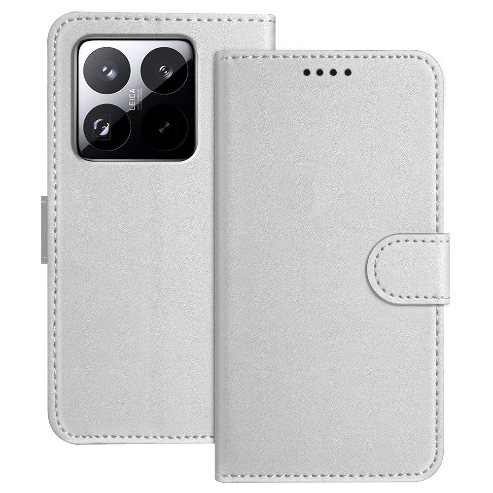 For Xiaomi 15 Pro Leather Case Wallet Stand Solid Color Anti Drop Phone Cover