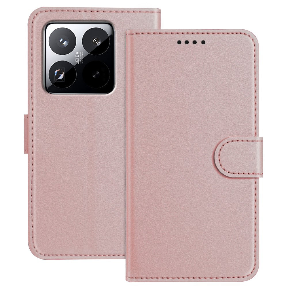 For Xiaomi 15 Pro Leather Case Wallet Stand Solid Color Anti Drop Phone Cover