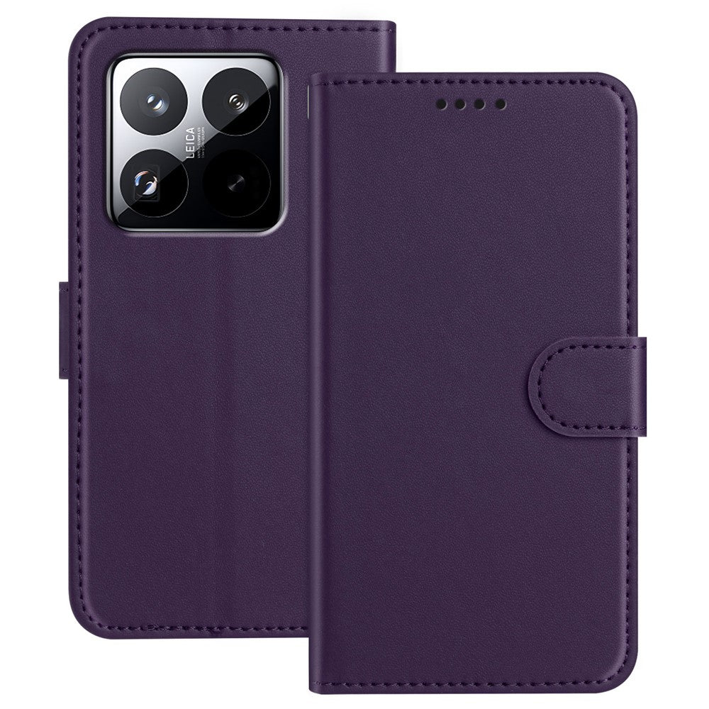 For Xiaomi 15 Pro Leather Case Wallet Stand Solid Color Anti Drop Phone Cover