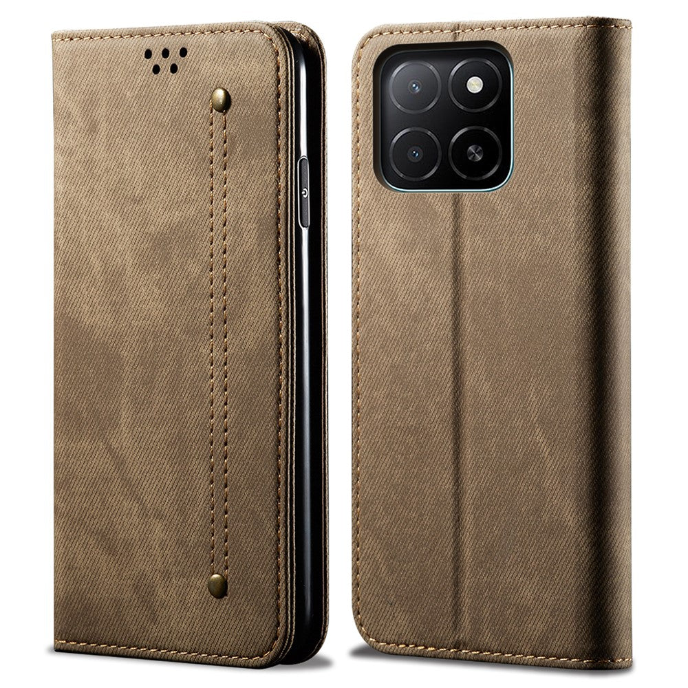 Til Honor X8c 4G Etui, Jeans Stoftekstur Anti-Ridse Læder Stand Telefoncover