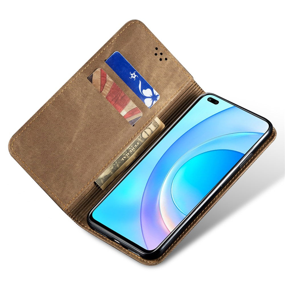 Til Honor X8c 4G Etui, Jeans Stoftekstur Anti-Ridse Læder Stand Telefoncover