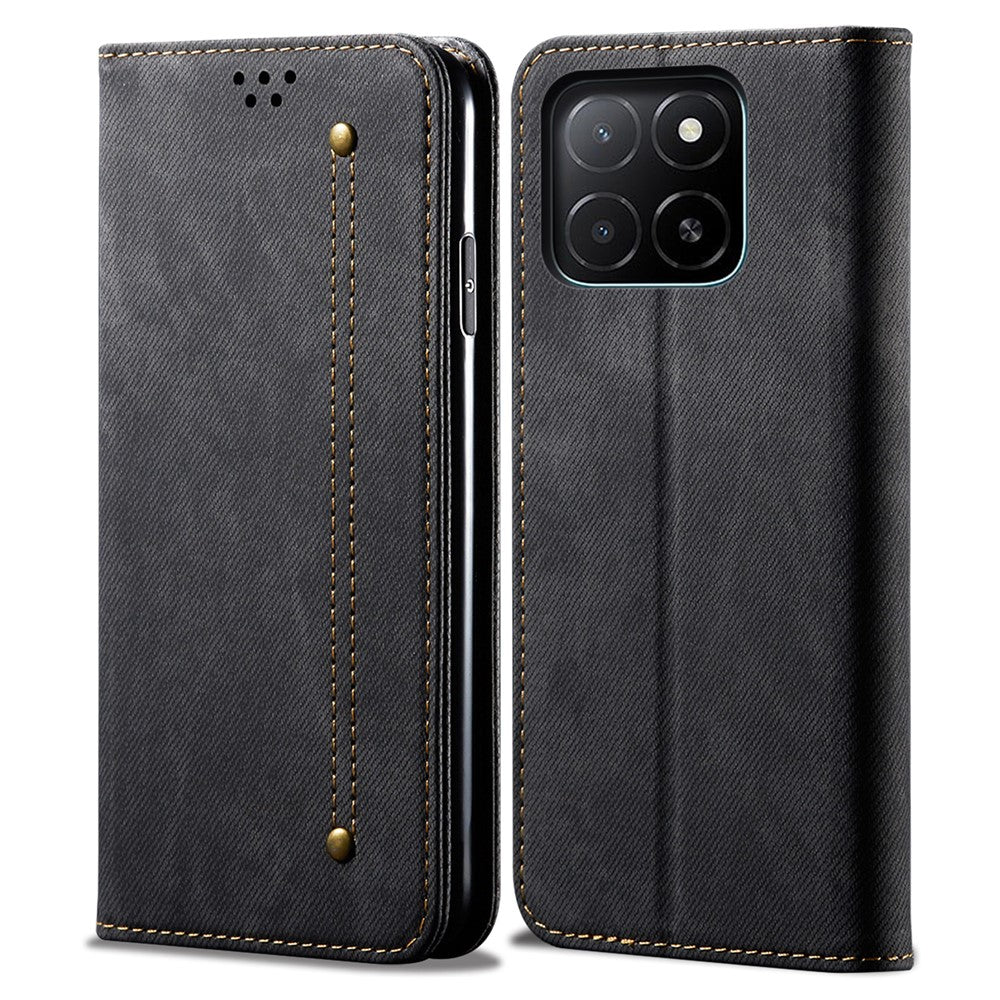 Til Honor X8c 4G Etui, Jeans Stoftekstur Anti-Ridse Læder Stand Telefoncover