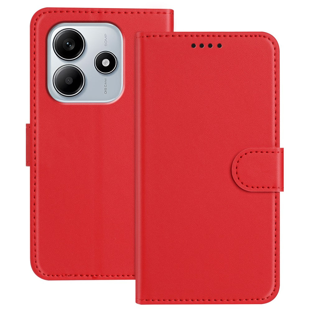 For Xiaomi Redmi Note 14 4G (163.25mm) Leather Case Wallet Stand Solid Color Anti Drop Phone Cover