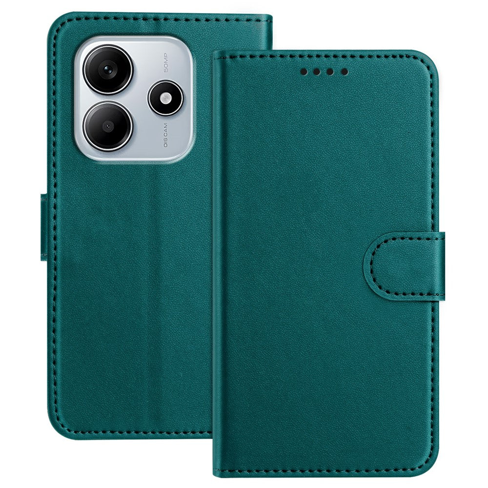 For Xiaomi Redmi Note 14 4G (163.25mm) Leather Case Wallet Stand Solid Color Anti Drop Phone Cover
