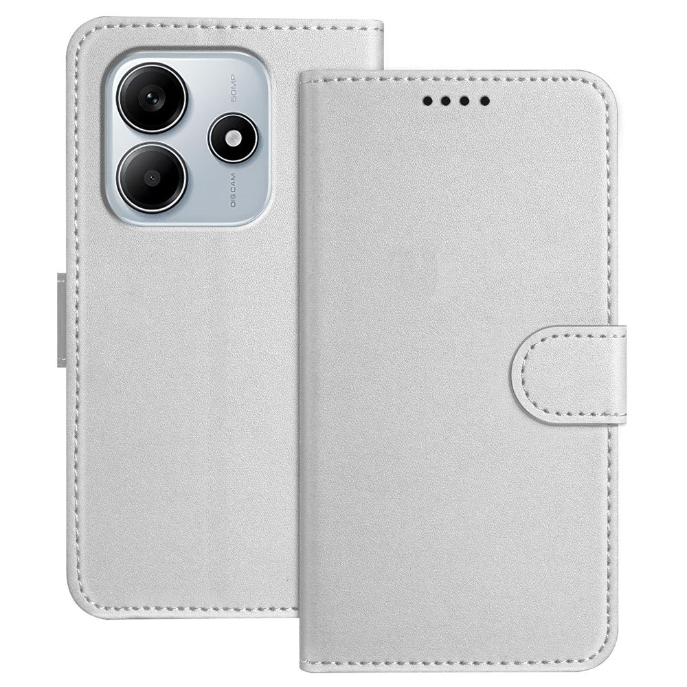 For Xiaomi Redmi Note 14 4G (163.25mm) Leather Case Wallet Stand Solid Color Anti Drop Phone Cover