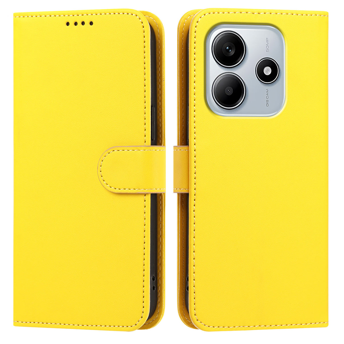 For Xiaomi Redmi Note 14 4G (163.25mm) Leather Case Wallet Stand Solid Color Anti Drop Phone Cover